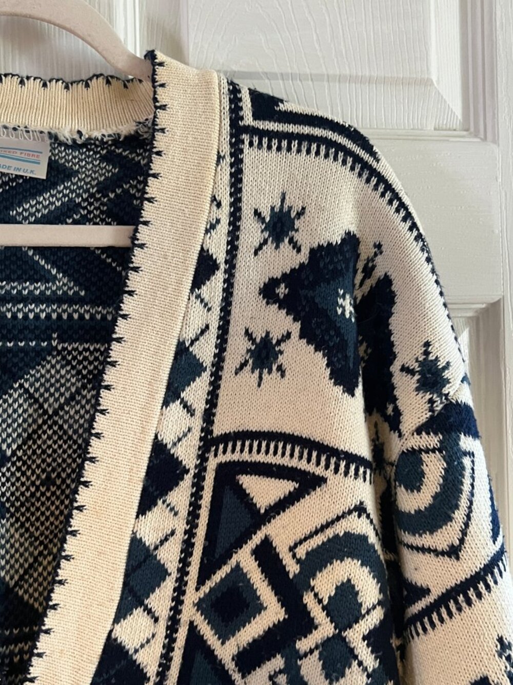 Vintage 90s Aztec Geometric Cardigan Knit Sweater | Made in UK - Picture 6 of 8